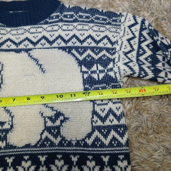Vintage Ground Control Kids Sweater Small 4 Made in USA Navy White Polar Bear - Picture 6 of 7